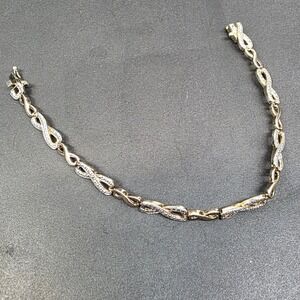 FAS Infinity‎ Link Bracelet 7.25" Gold Plated 925 Sterling Silver Box Clasp